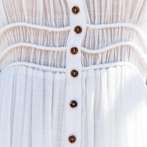 New Bohemian Long White Gauze Maxi Summer Dress - Picture 5 of 7